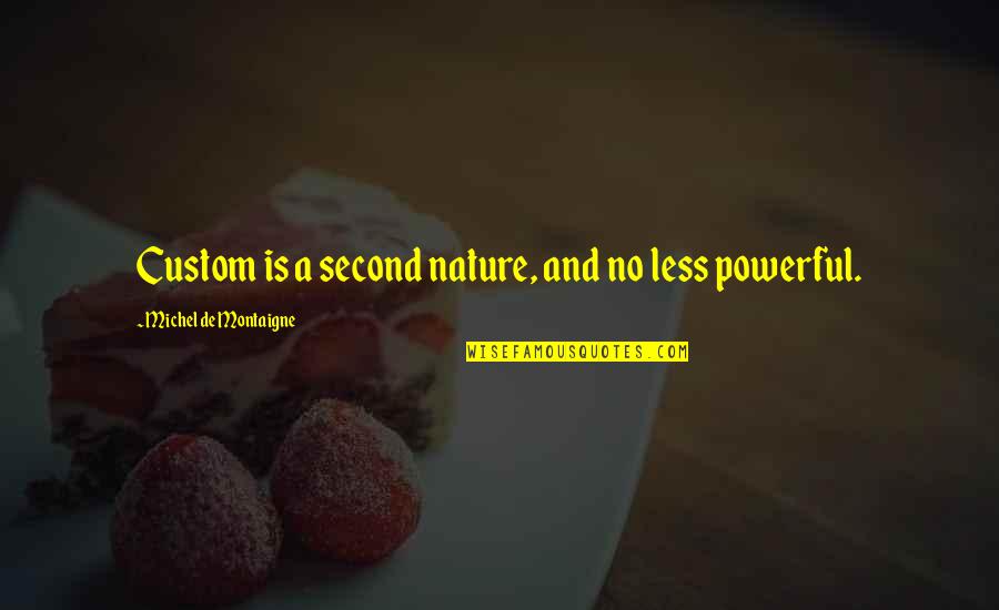 Second Nature Quotes By Michel De Montaigne: Custom is a second nature, and no less
