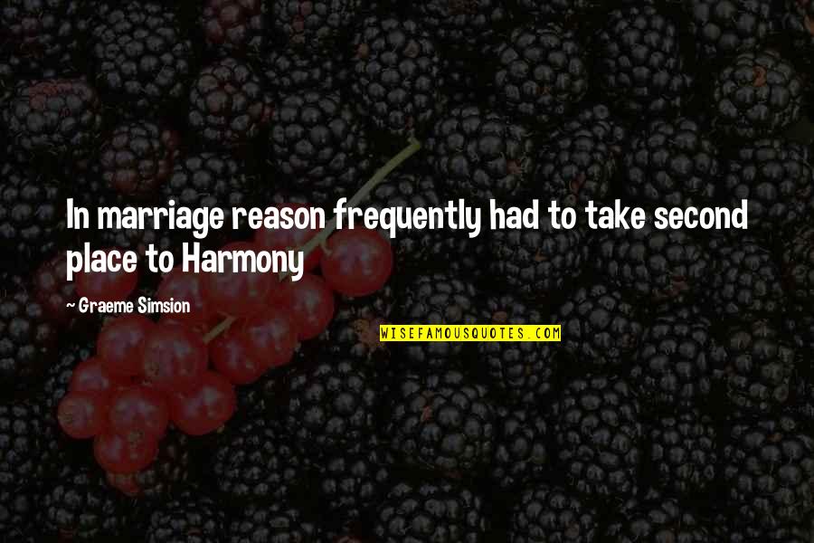 Second Place Quotes By Graeme Simsion: In marriage reason frequently had to take second