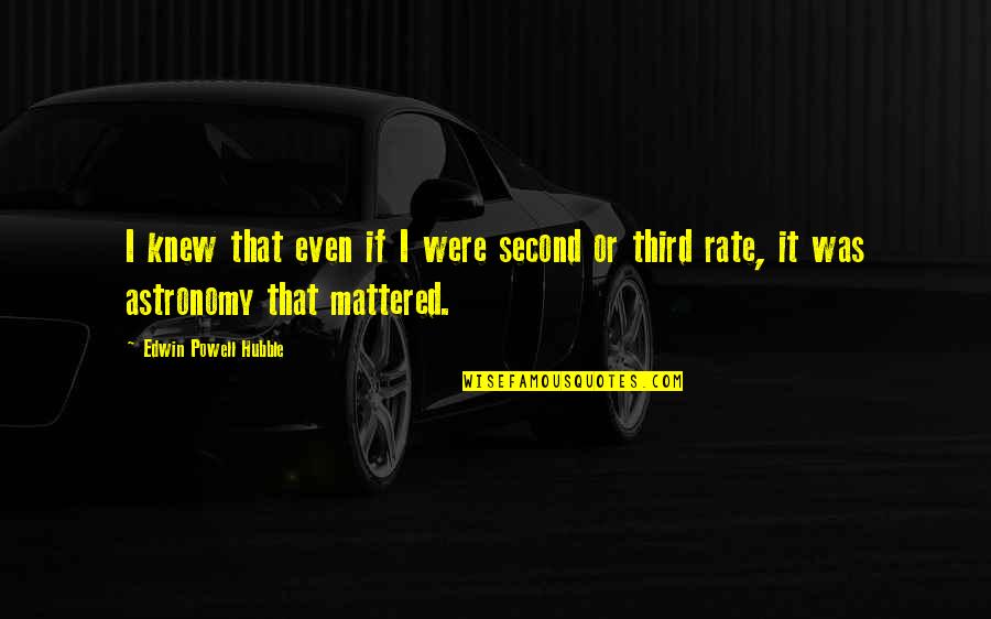 Second Rate Quotes By Edwin Powell Hubble: I knew that even if I were second Second Rate Quotes By Edwin Powell Hubble: I knew that even if I were second