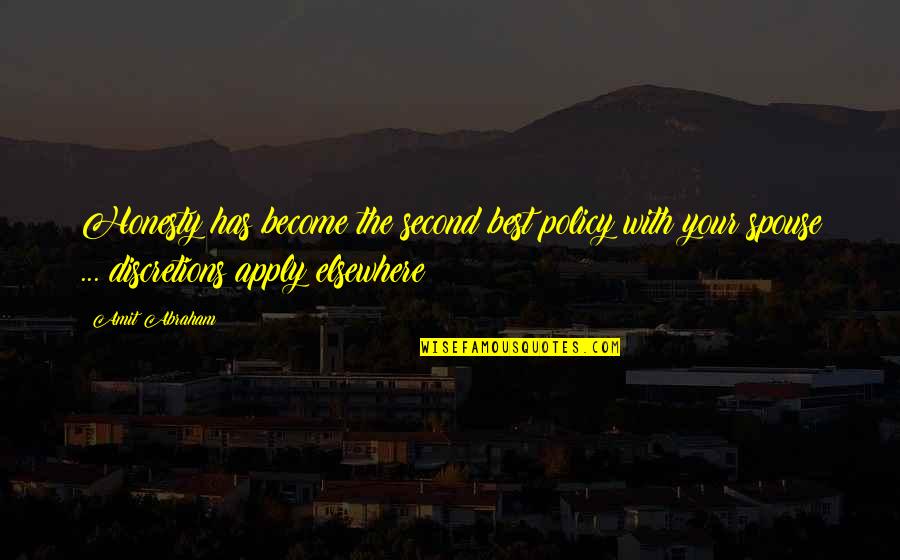 Second The Best Quotes By Amit Abraham: Honesty has become the second best policy with