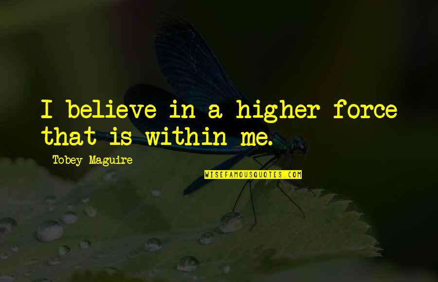 Secondly Thirdly Quotes By Tobey Maguire: I believe in a higher force that is