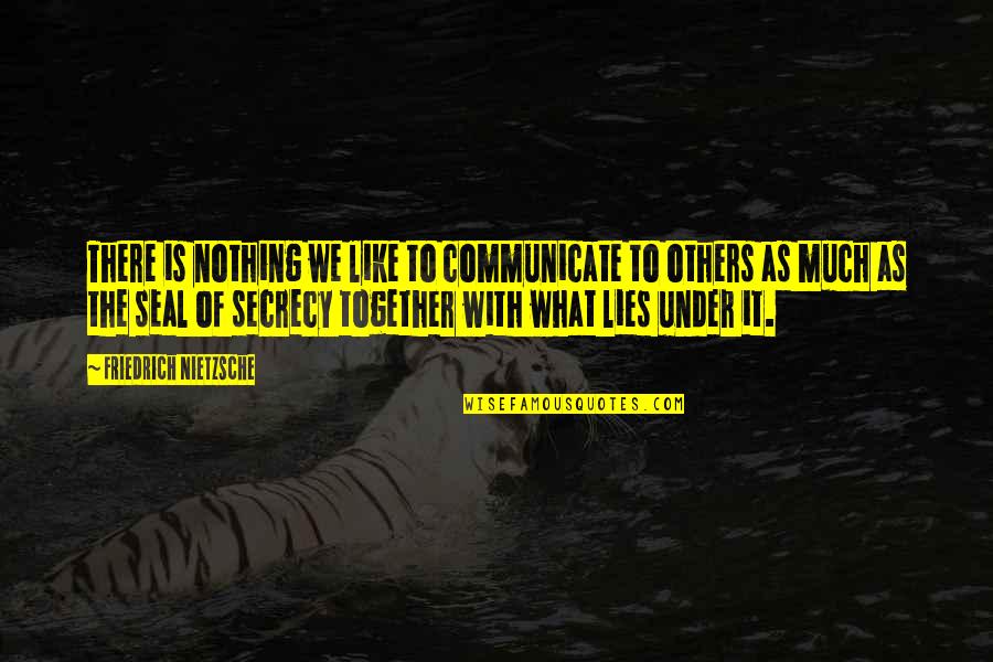 Secrecy And Lies Quotes By Friedrich Nietzsche: There is nothing we like to communicate to Secrecy And Lies Quotes By Friedrich Nietzsche: There is nothing we like to communicate to