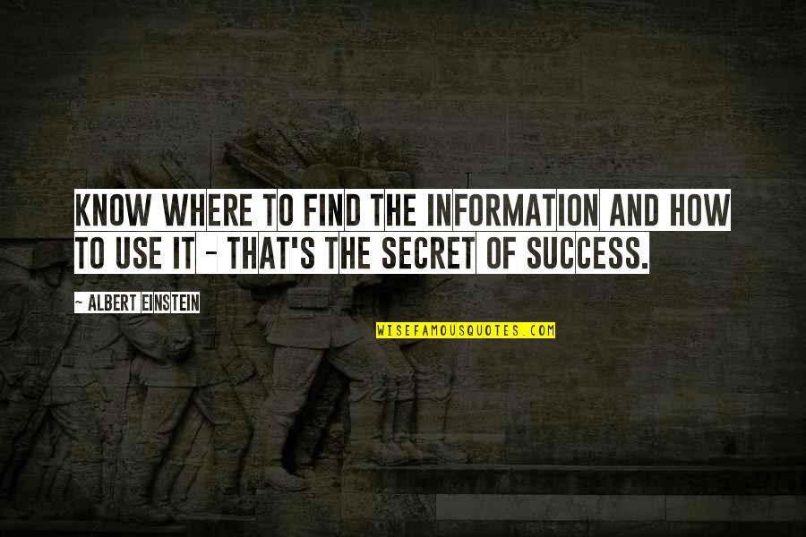 Secret And Success Quotes By Albert Einstein: Know where to find the information and how