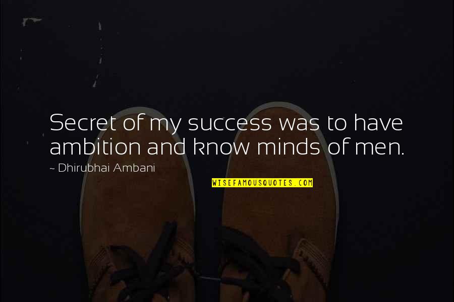 Secret And Success Quotes By Dhirubhai Ambani: Secret of my success was to have ambition