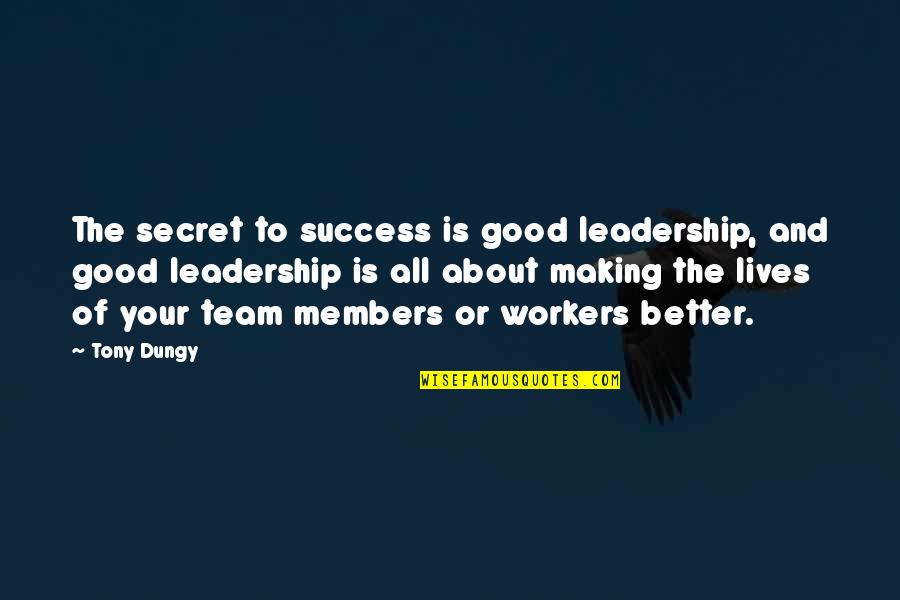 Secret And Success Quotes By Tony Dungy: The secret to success is good leadership, and
