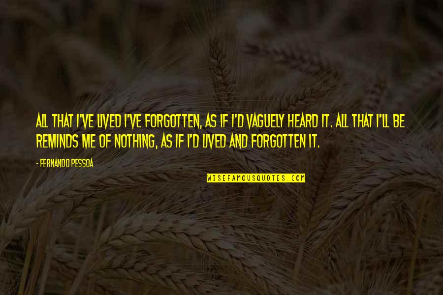 Secret Confessions Quotes By Fernando Pessoa: All that I've lived I've forgotten, as if