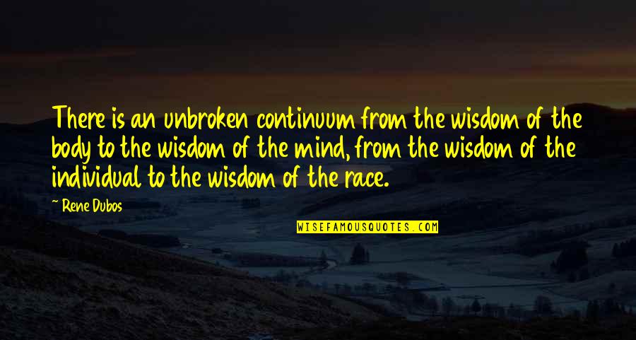 Secret Crush For Her Quotes By Rene Dubos: There is an unbroken continuum from the wisdom