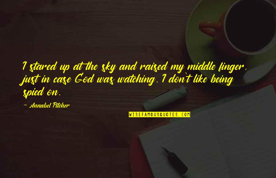 Secret Humor Quotes By Annabel Pitcher: I stared up at the sky and raised Secret Humor Quotes By Annabel Pitcher: I stared up at the sky and raised