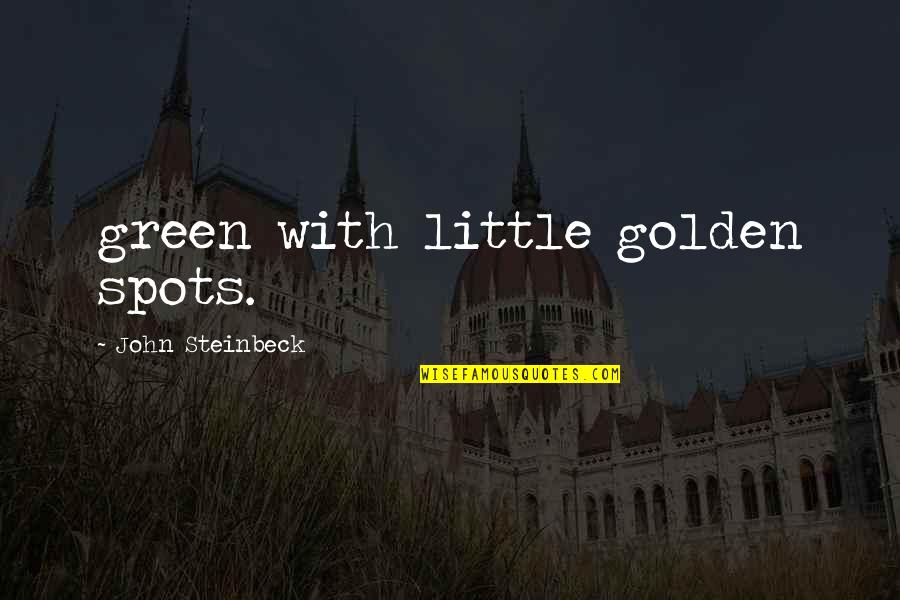 Secret Keepers Quotes By John Steinbeck: green with little golden spots.