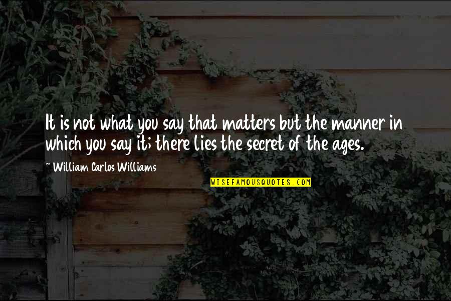 Secret Lies Quotes By William Carlos Williams: It is not what you say that matters