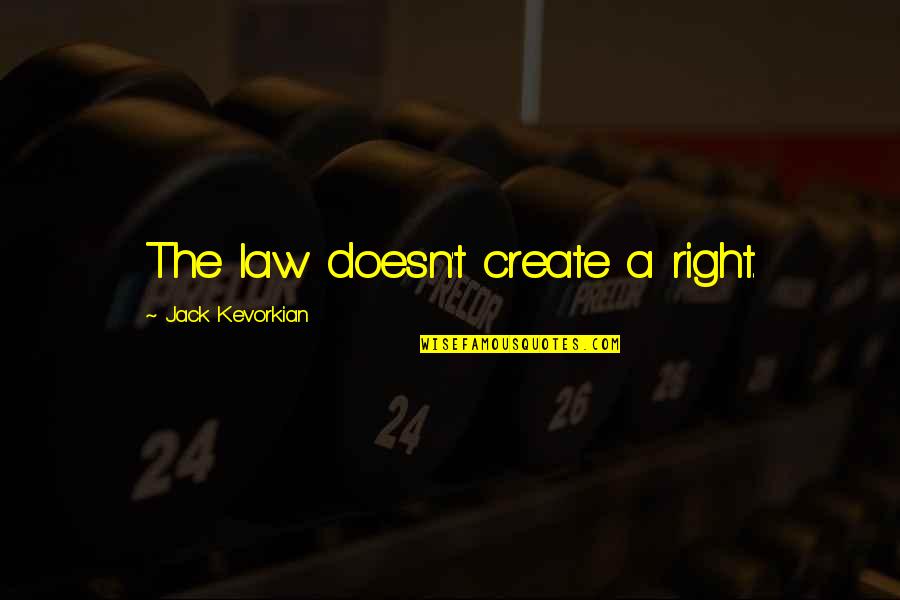 Secret Of Evermore Quotes By Jack Kevorkian: The law doesn't create a right.