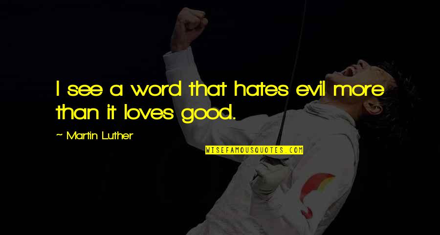 Secret Of Friendship Quotes By Martin Luther: I see a word that hates evil more