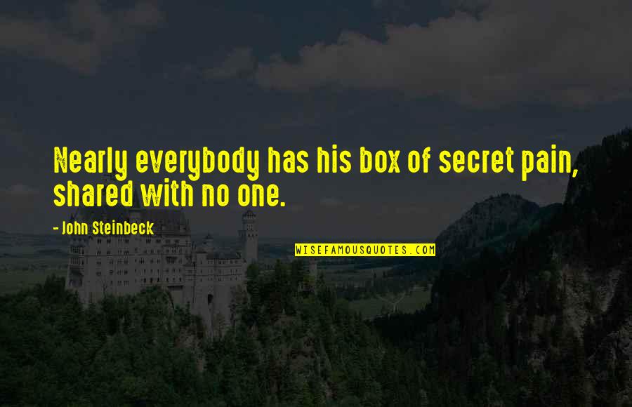 Secret Pain Quotes By John Steinbeck: Nearly everybody has his box of secret pain,