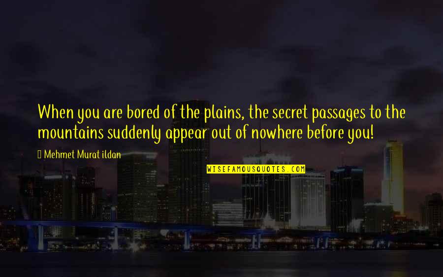 Secret Passages Quotes By Mehmet Murat Ildan: When you are bored of the plains, the