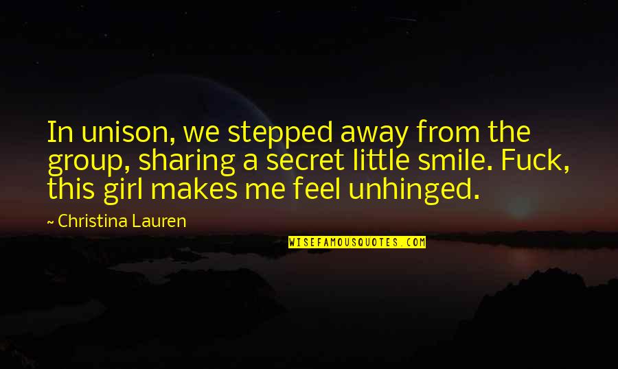 Secret Smile Quotes By Christina Lauren: In unison, we stepped away from the group,