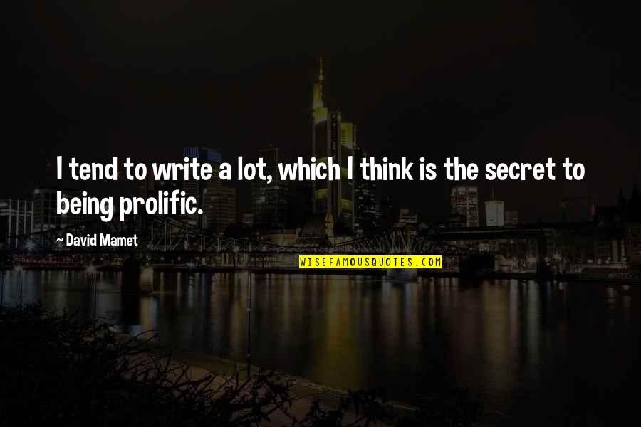 Secret Thinking Of You Quotes By David Mamet: I tend to write a lot, which I