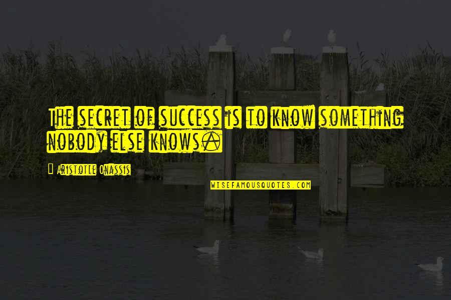 Secret To Success Quotes By Aristotle Onassis: The secret of success is to know something