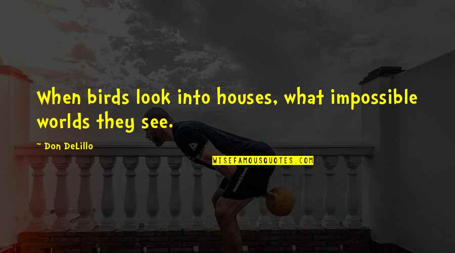 Secretiveness Synonym Quotes By Don DeLillo: When birds look into houses, what impossible worlds