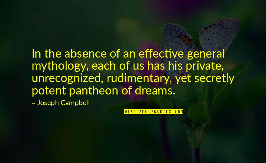 Secretly Quotes By Joseph Campbell: In the absence of an effective general mythology,