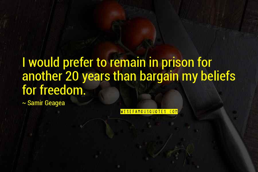 Secrets Exposed Quotes By Samir Geagea: I would prefer to remain in prison for