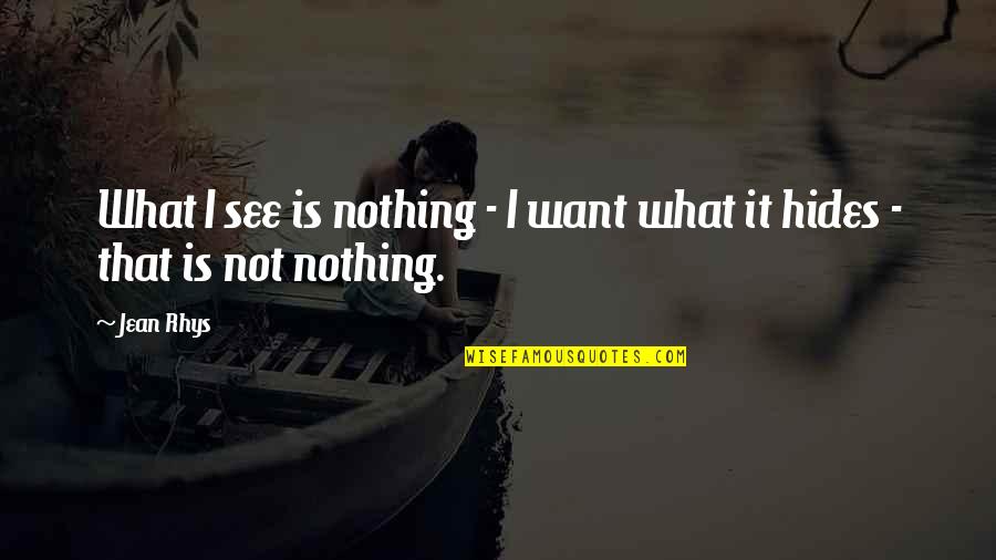 Secrets Hidden Quotes By Jean Rhys: What I see is nothing - I want