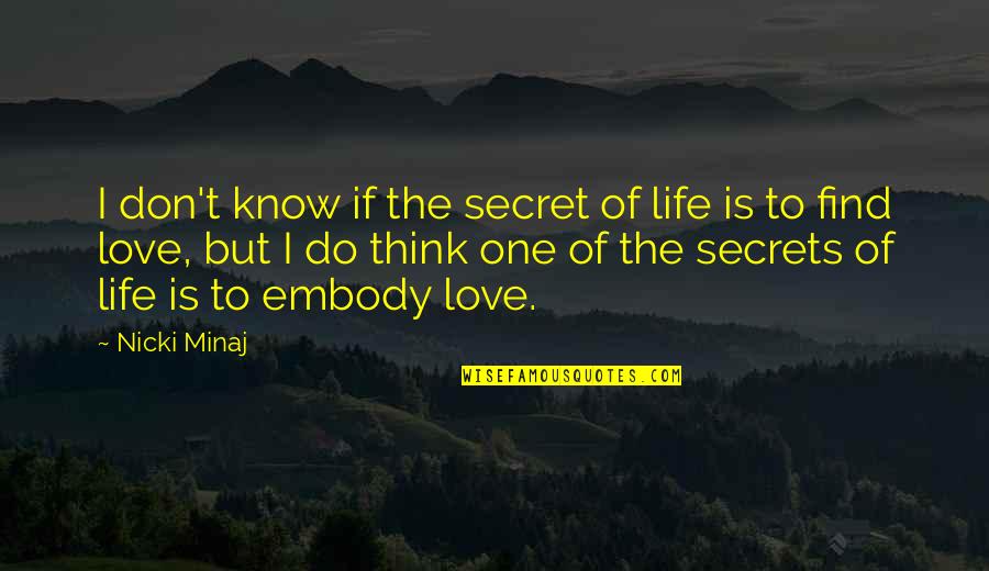 Secrets Love Quotes By Nicki Minaj: I don't know if the secret of life