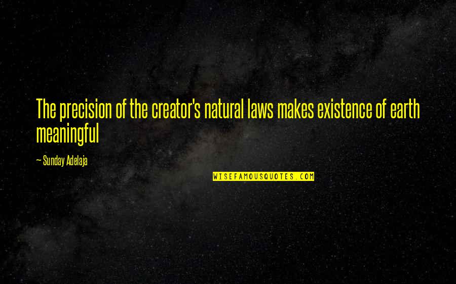 Section In School Tagalog Quotes By Sunday Adelaja: The precision of the creator's natural laws makes