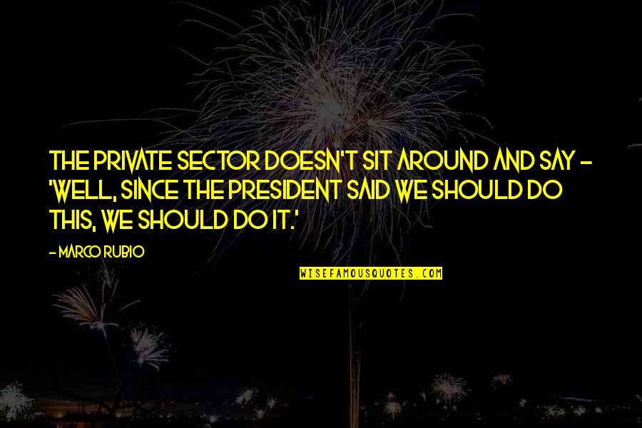 Sector Quotes By Marco Rubio: The private sector doesn't sit around and say