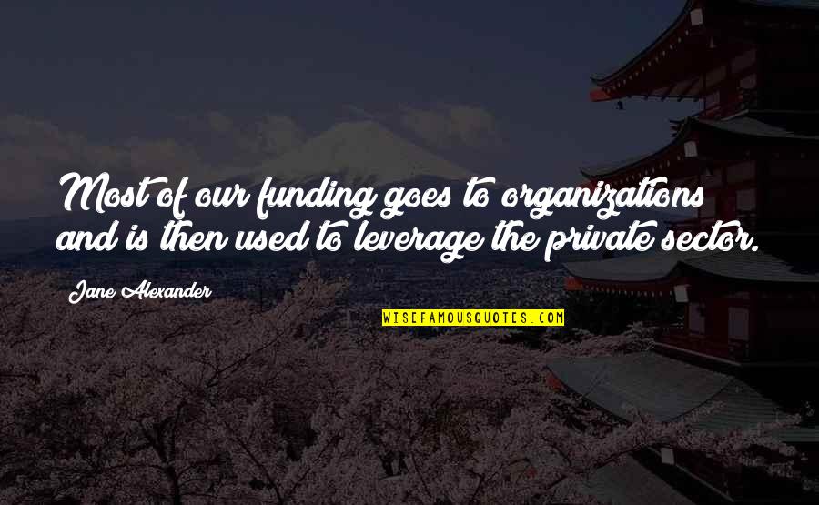 Sector's Quotes By Jane Alexander: Most of our funding goes to organizations and