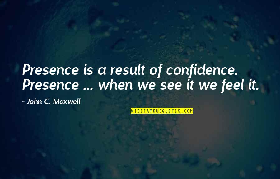 Security Christian Quotes By John C. Maxwell: Presence is a result of confidence. Presence ...