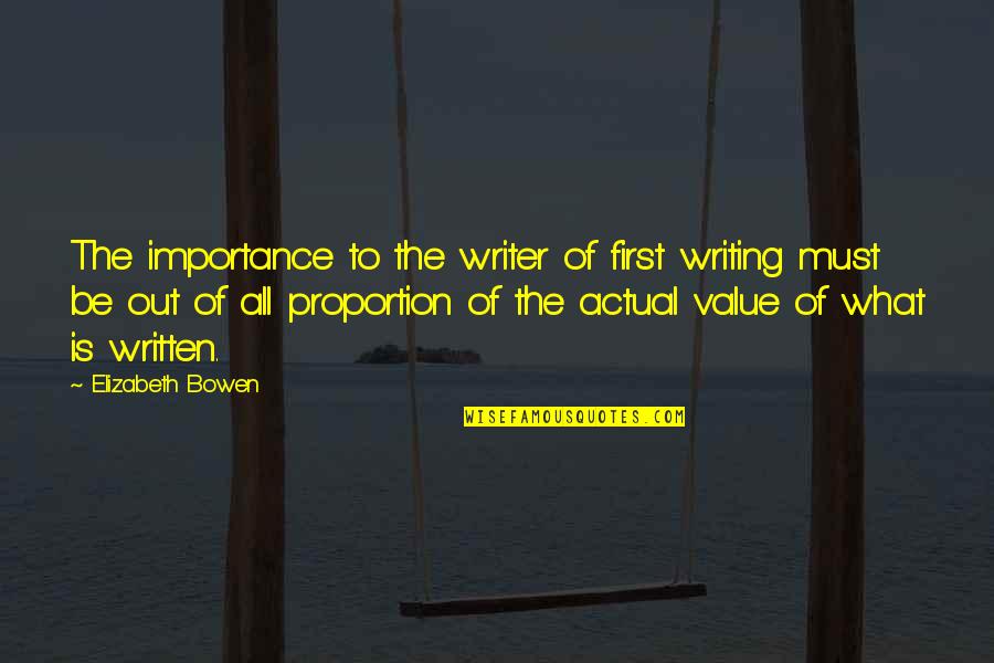 Security Guard Appreciation Quotes By Elizabeth Bowen: The importance to the writer of first writing