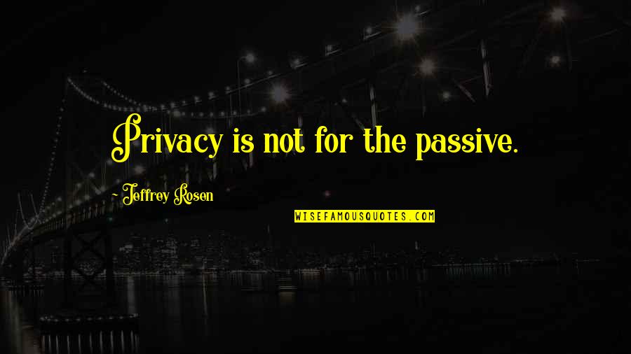 Security Vs Privacy Quotes By Jeffrey Rosen: Privacy is not for the passive.