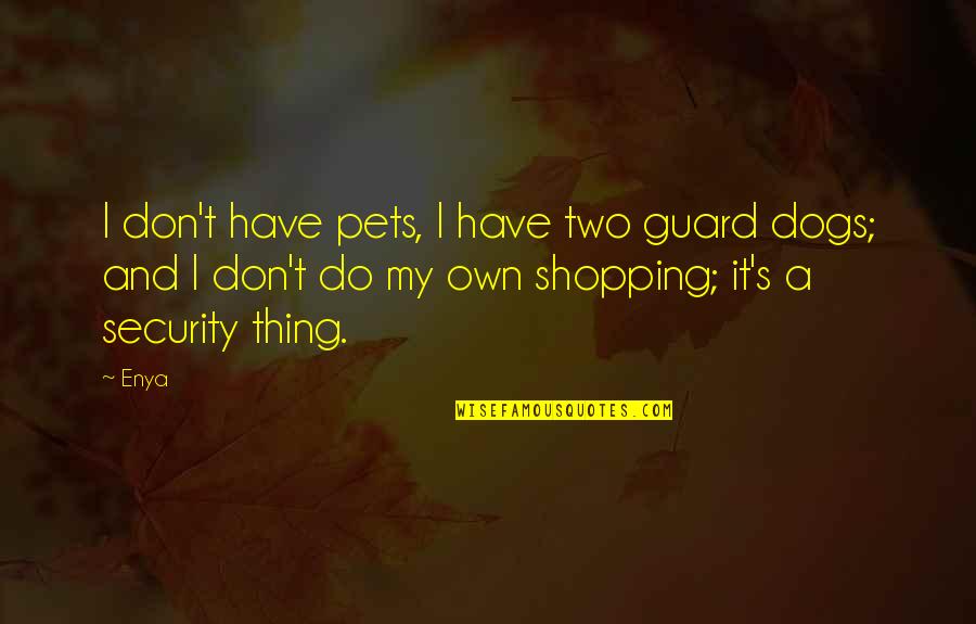 Security's Quotes By Enya: I don't have pets, I have two guard