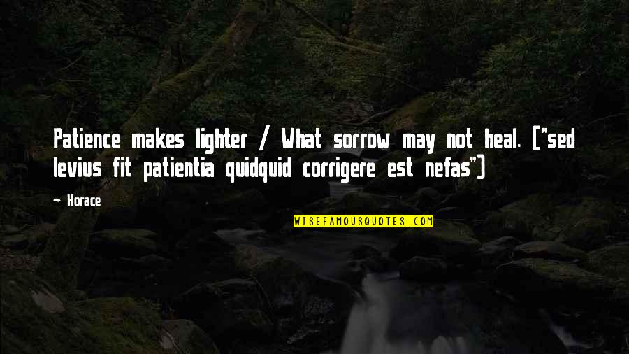 Sed's Quotes By Horace: Patience makes lighter / What sorrow may not