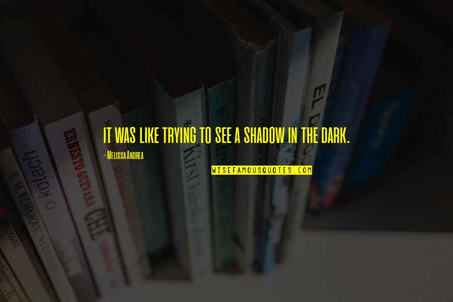 See In The Dark Quotes By Melissa Andrea: it was like trying to see a shadow