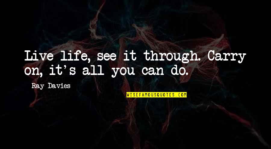 See It Through Quotes By Ray Davies: Live life, see it through. Carry on, it's