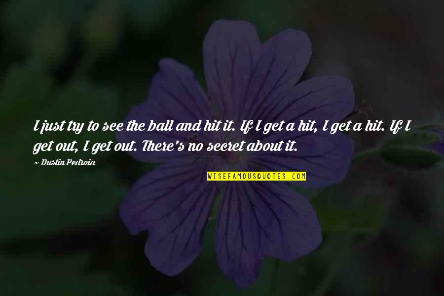 See The Ball Hit The Ball Quotes By Dustin Pedroia: I just try to see the ball and See The Ball Hit The Ball Quotes By Dustin Pedroia: I just try to see the ball and
