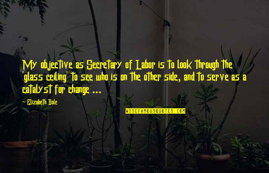 See The Other Side Quotes By Elizabeth Dole: My objective as Secretary of Labor is to