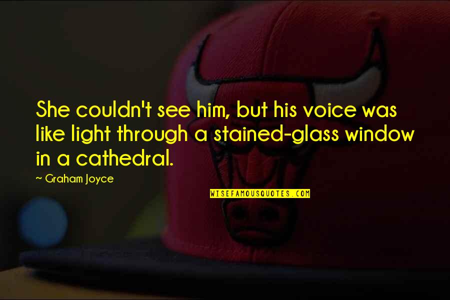 See Through Glass Quotes By Graham Joyce: She couldn't see him, but his voice was See Through Glass Quotes By Graham Joyce: She couldn't see him, but his voice was