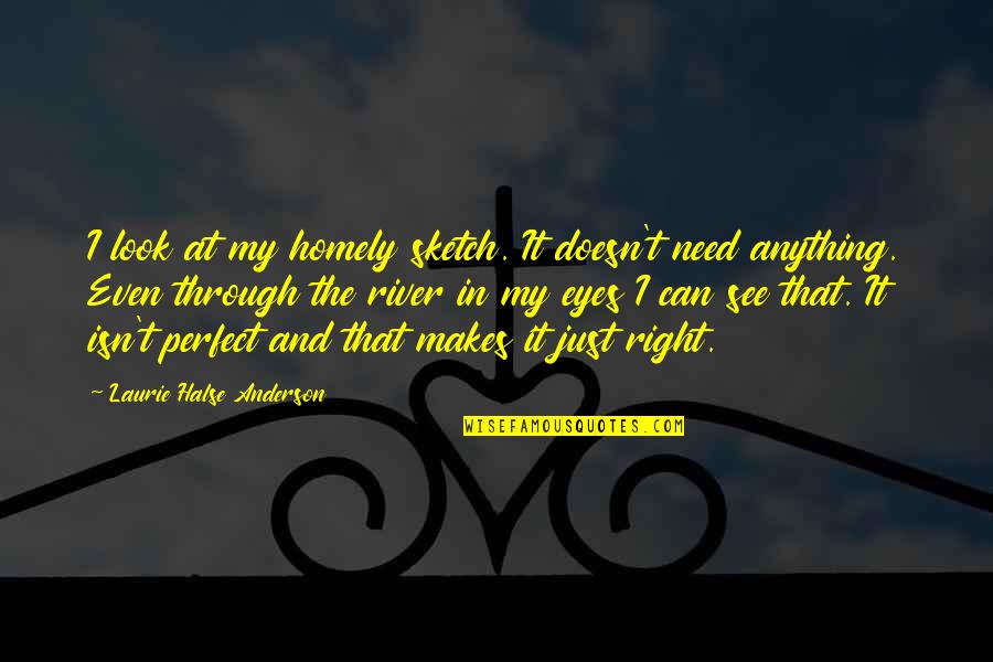 See Through Your Eyes Quotes By Laurie Halse Anderson: I look at my homely sketch. It doesn't