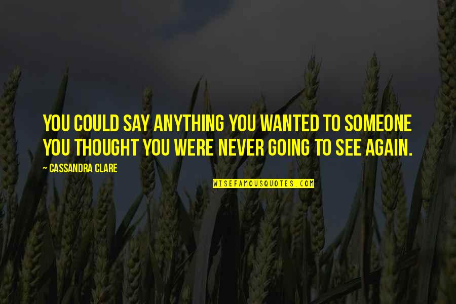 See You Again Quotes By Cassandra Clare: You could say anything you wanted to someone