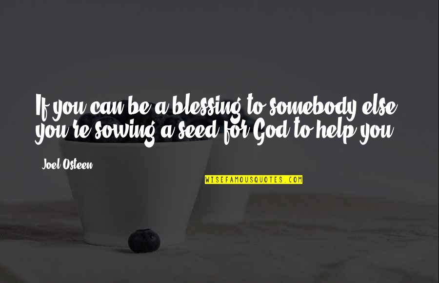 Seed Quotes By Joel Osteen: If you can be a blessing to somebody