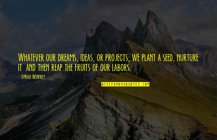 Seed The Quotes By Oprah Winfrey: Whatever our dreams, ideas, or projects, we plant