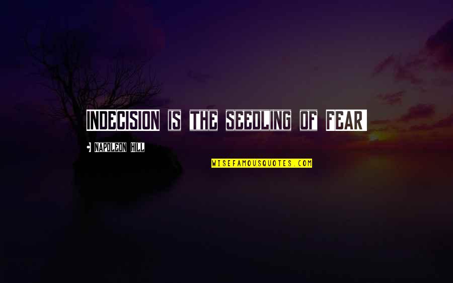 Seedling Quotes By Napoleon Hill: INDECISION is the seedling of FEAR!