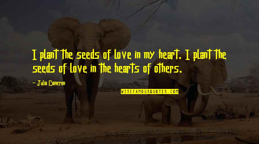 Seeds And Love Quotes By Julia Cameron: I plant the seeds of love in my