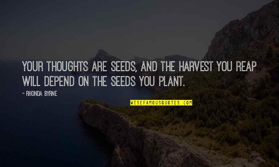 Seeds You Plant Quotes By Rhonda Byrne: Your thoughts are seeds, and the harvest you Seeds You Plant Quotes By Rhonda Byrne: Your thoughts are seeds, and the harvest you