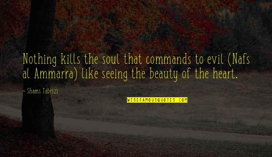 Seeing Beauty Quotes By Shams Tabrizi: Nothing kills the soul that commands to evil