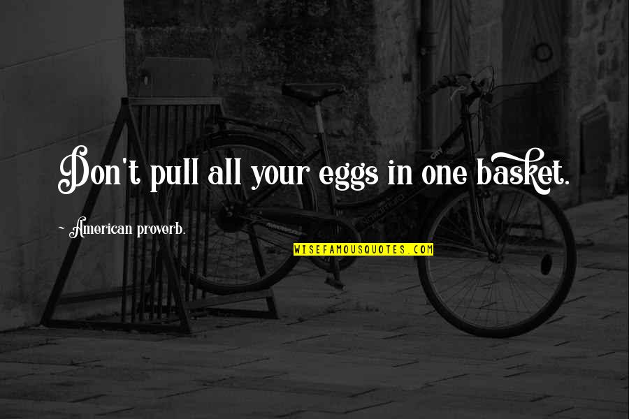 Seeing Beyond Quotes By American Proverb.: Don't pull all your eggs in one basket.