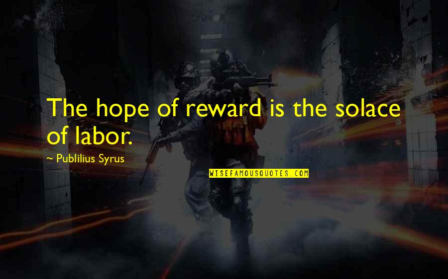 Seeing Beyond The Obvious Quotes By Publilius Syrus: The hope of reward is the solace of