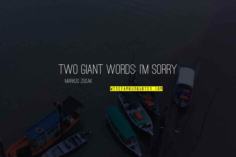 Seeing Someone After A While Quotes By Markus Zusak: Two Giant Words: I'm Sorry
